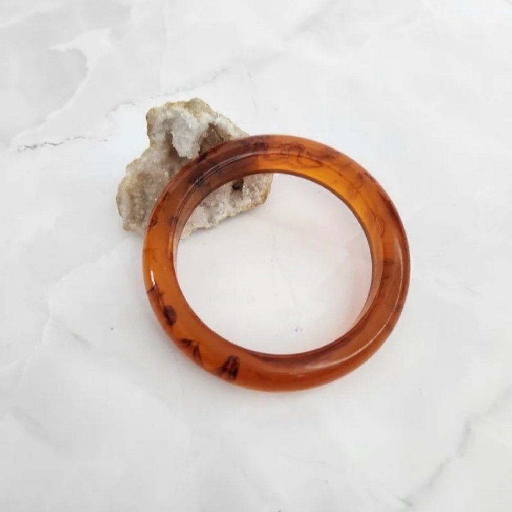 Vintage Amber Iced Tea Bakelite Bangle Bracelet *tested*